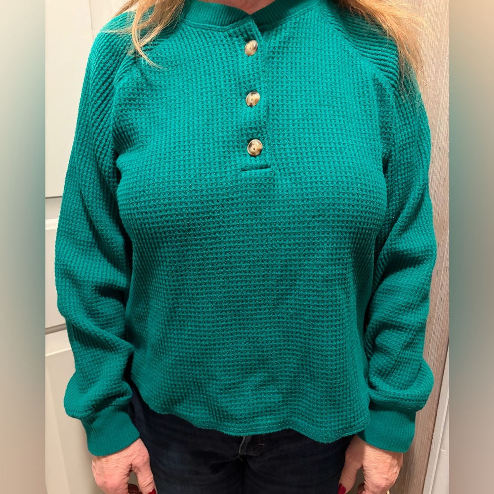 Old Navy Green Knit Sweater with Buttons